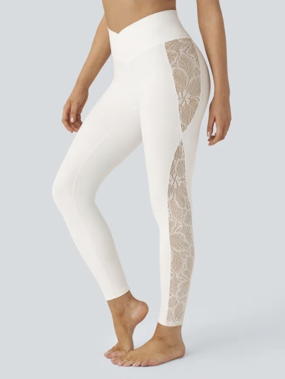 HALARA SoftlyZero High Waisted Crossover Contrast Lace Yoga Leggings